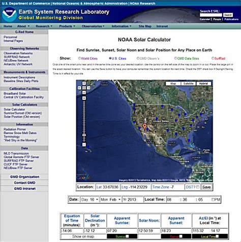 太陽位置查詢|網路版查詢太陽位置：NOAA Solar Calculator